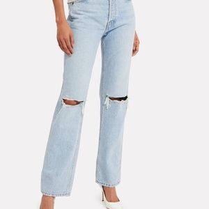 Re/done high rise loose Jeans. Bleach Destroy-